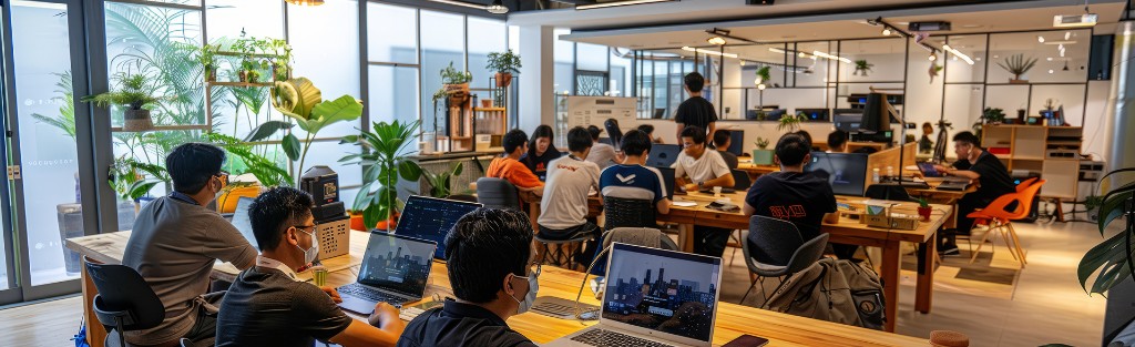 Jumpnest team collaborating in an open studio
